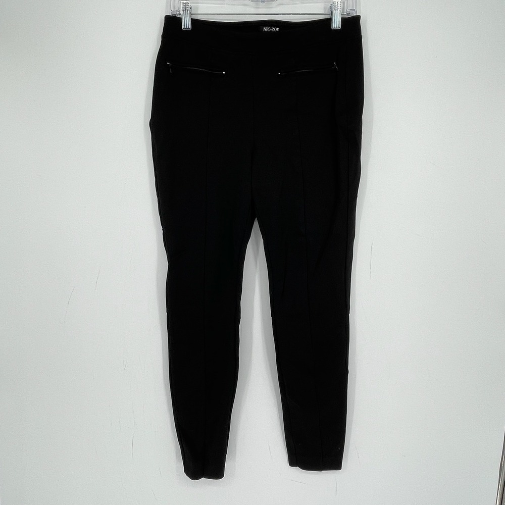 NIC+ZOE Women's Black Seamed Zip Pocket Stretch Pull On Skinny Pants Size M